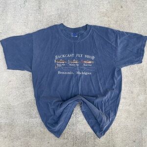 Backcast Fly Shop Benzonia Michigan Trout T Shirt Mens Large Fishing